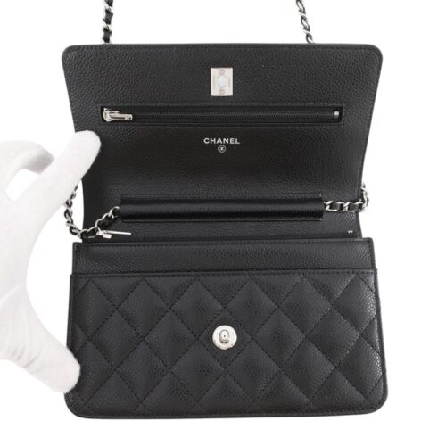 シャネル チェーンウォレット マトラッセ ココマーク キャビアスキン AP4241 CHANEL 財布 黒