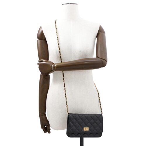 シャネル チェーンウォレット 2.55 ヴィンテージカーフスキン CHANEL 財布 バッグ 黒