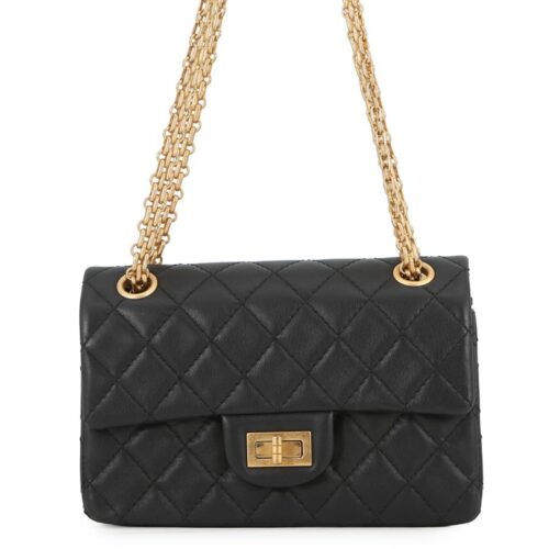 シャネル チェーンショルダーバッグ マトラッセ 2.55 ミニ レザー CHANEL 黒 【安心保証】