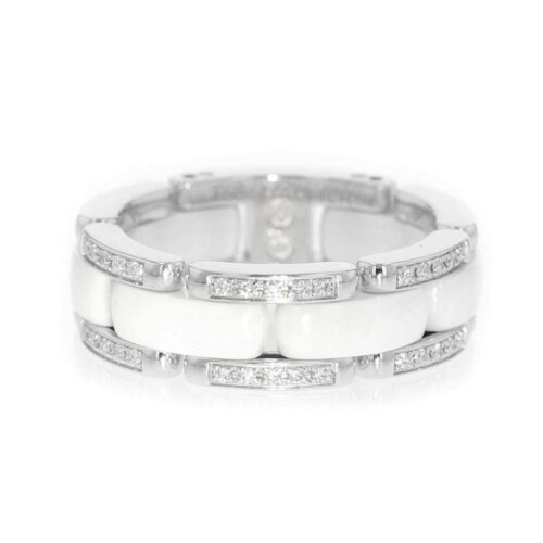 シャネル リング ウルトラ コレクション ダイヤモンド40P 約0.22ct K18WG セラミック リングサイズ58 J2643